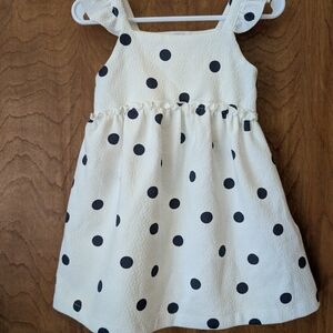 Zara White Dress with Navy Polka Dots 18-24m